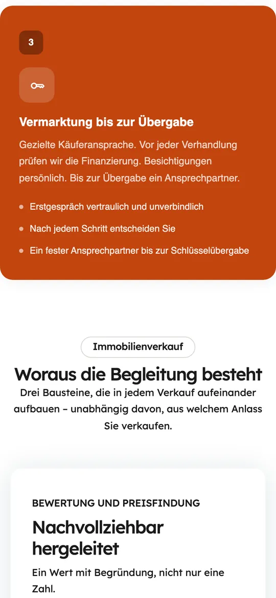 Website und Werbe-Landingpage von Immobilien Griesbaum (Handy)
