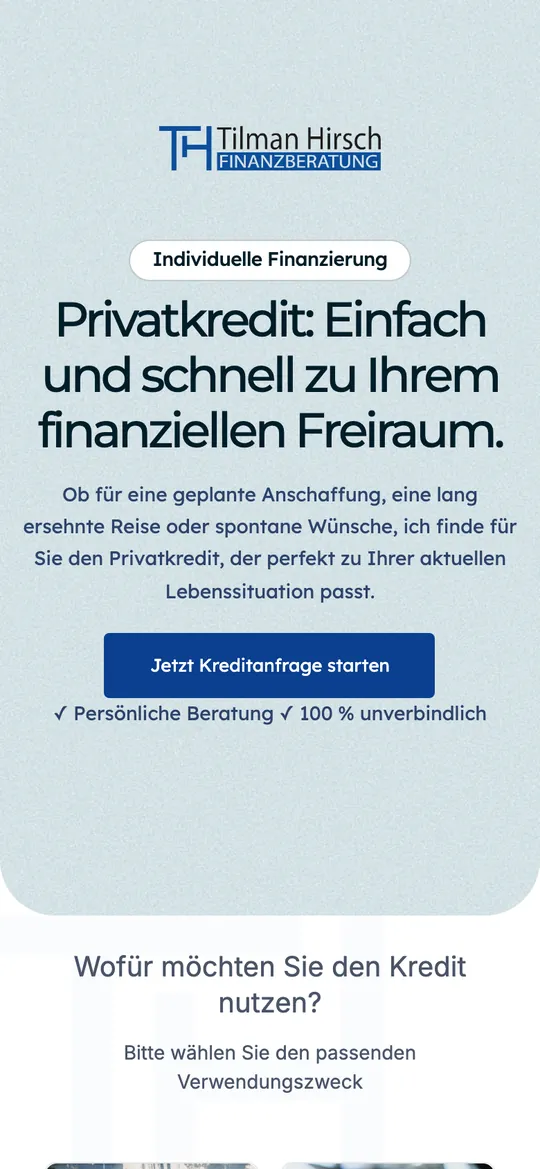 Website und Anfrage-Funnel von Tilman Hirsch (Handy)